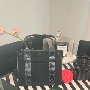 Salvatore Ferragamo Black Tote with Textured Straps AUTHENTIC